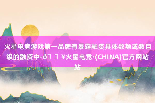 火星电竞游戏第一品牌有暴露融资具体数额或数目级的融资中-🔥火星电竞·(CHINA)官方网站